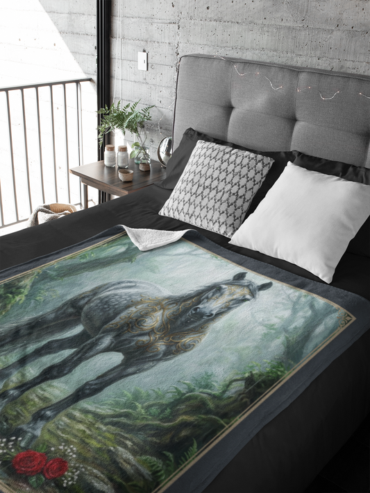 Personalized Grey Tribal Horse 50"x60" Throw Blanket