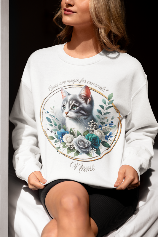 Grey and White Striped Tabby Kitten Personalized Sweatshirt