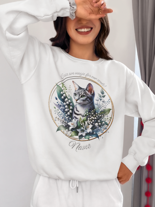 Grey and White Striped Tabby Personalized Sweatshirt