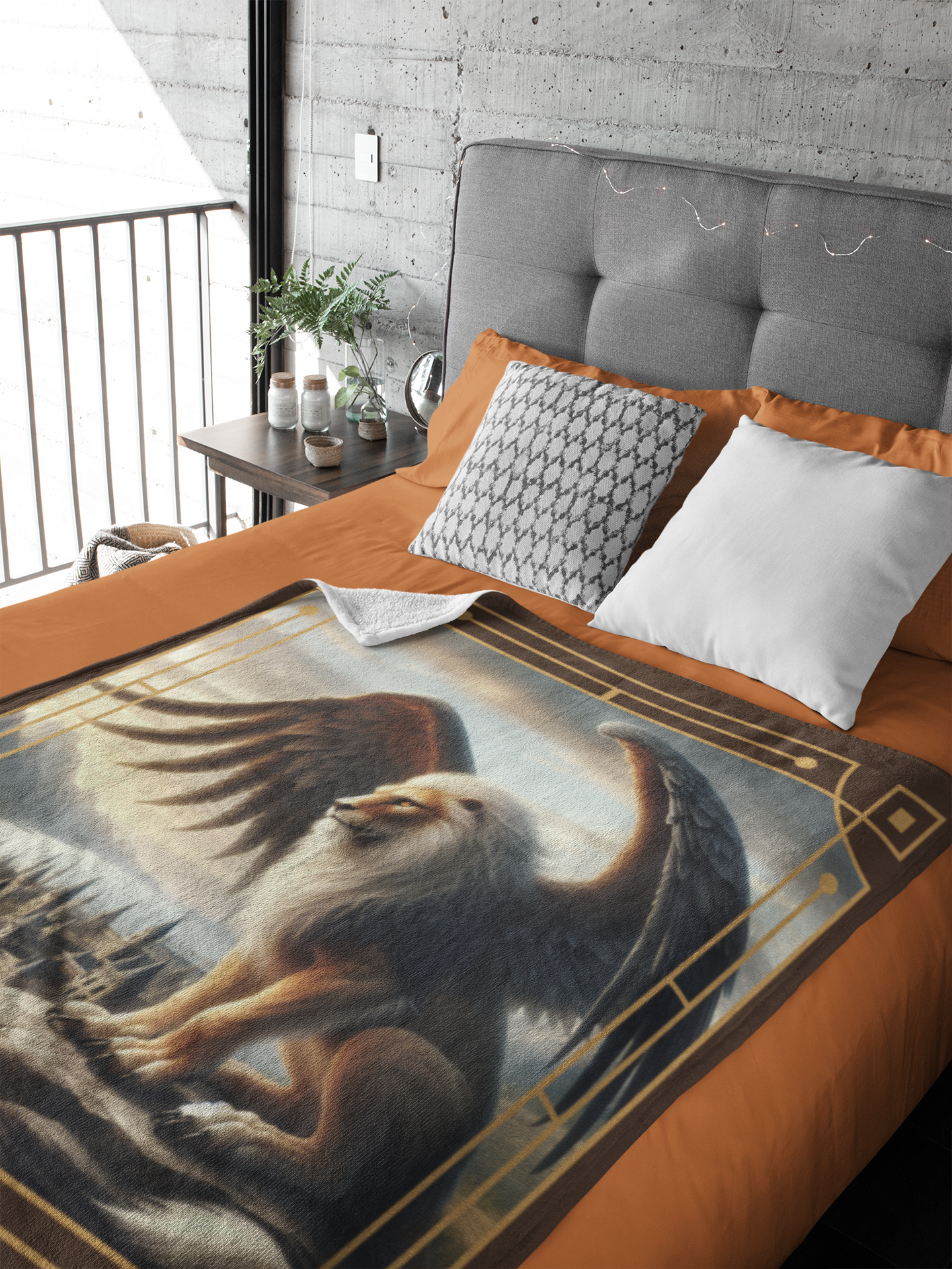 Personalized Guardian Winged Lion over Ancient Kingdom Throw Blanket — Custom Name Gift