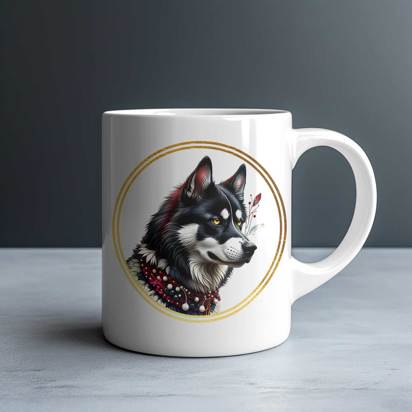 Personalized Husky White Glossy Mug