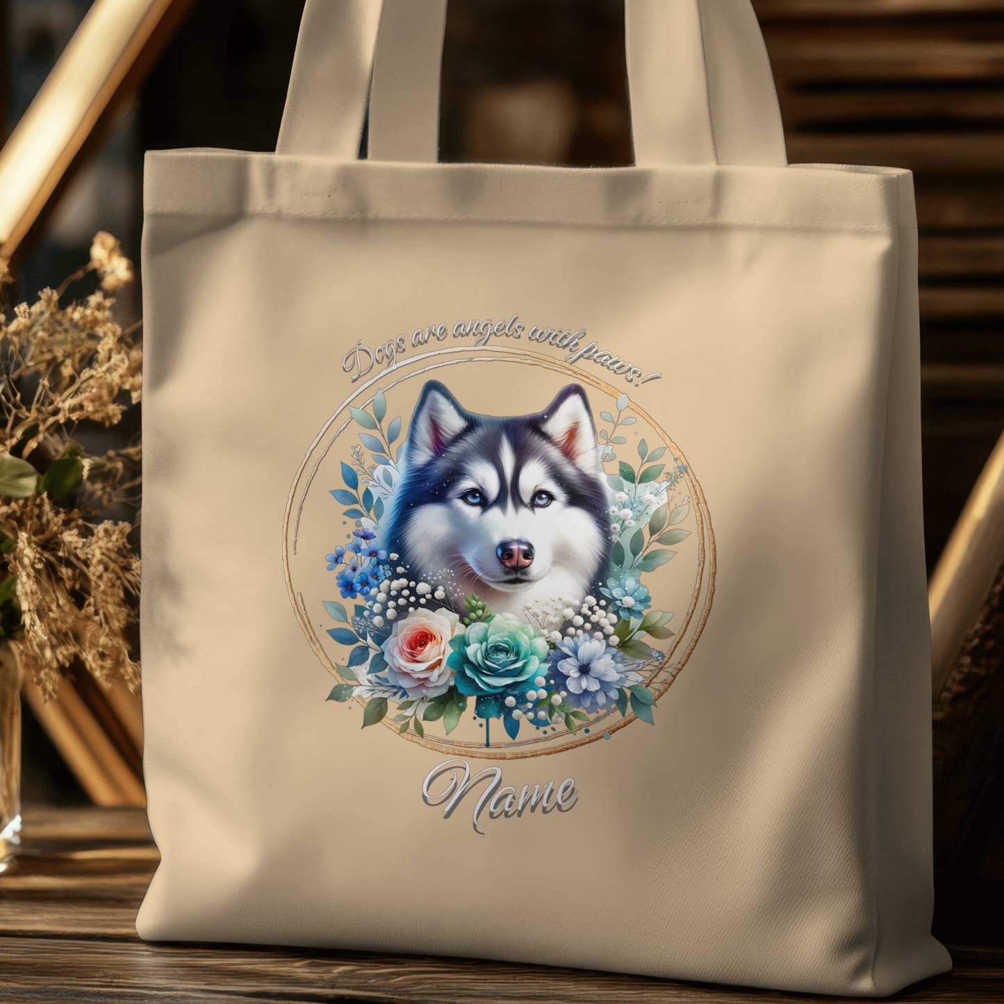 Personalized Siberian Husky Eco Tote Bag