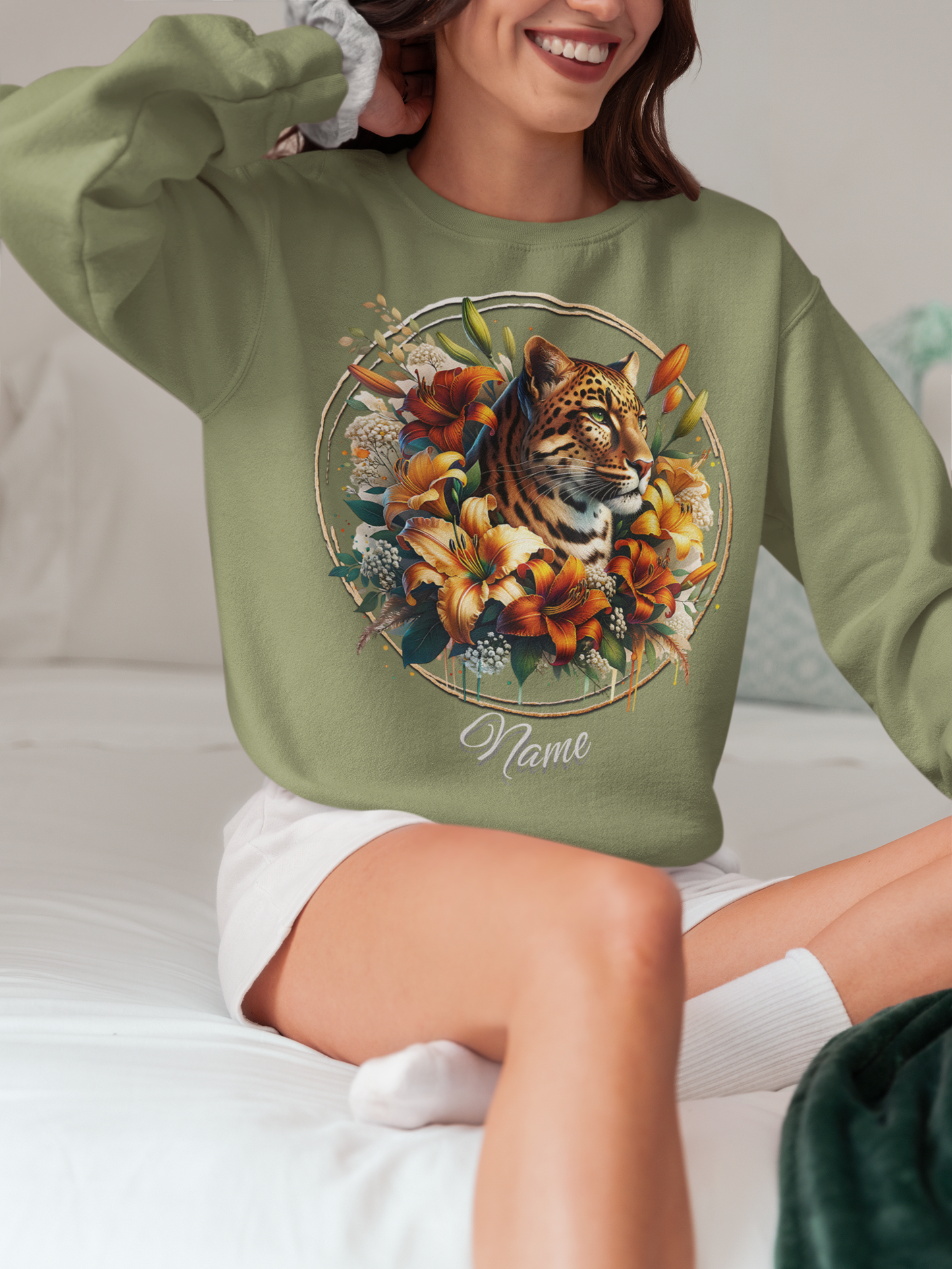 Leopard with Lilies Personalized Sweatshirt