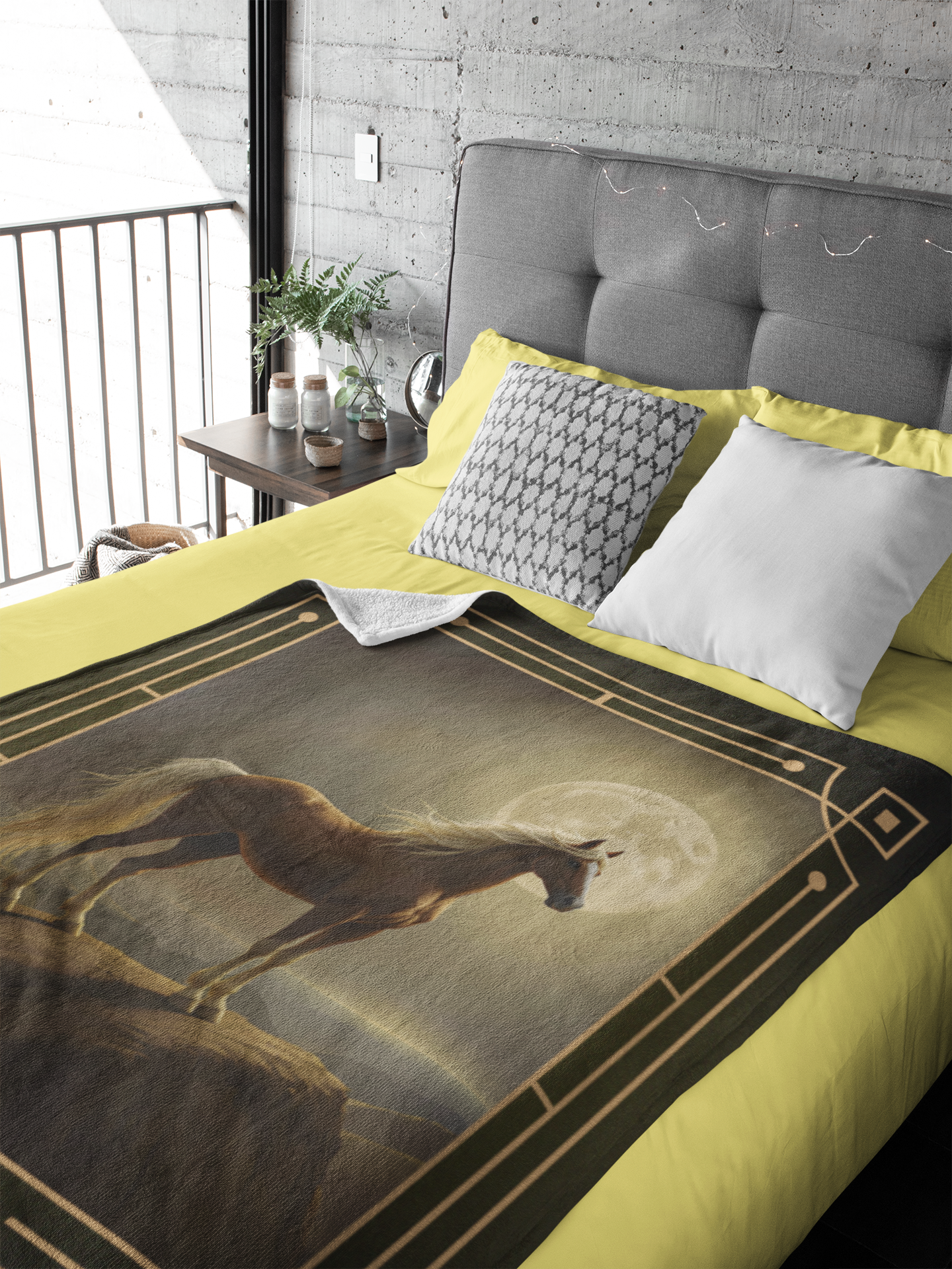Personalized Palomino Horse in the Moonlight Throw Blanket - 50"x60" Custom Name Blanket