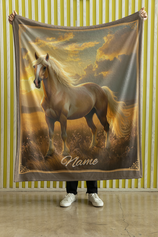 Personalized Palomino on the Prairie Throw Blanket - 50"x60" Custom Name Blanket