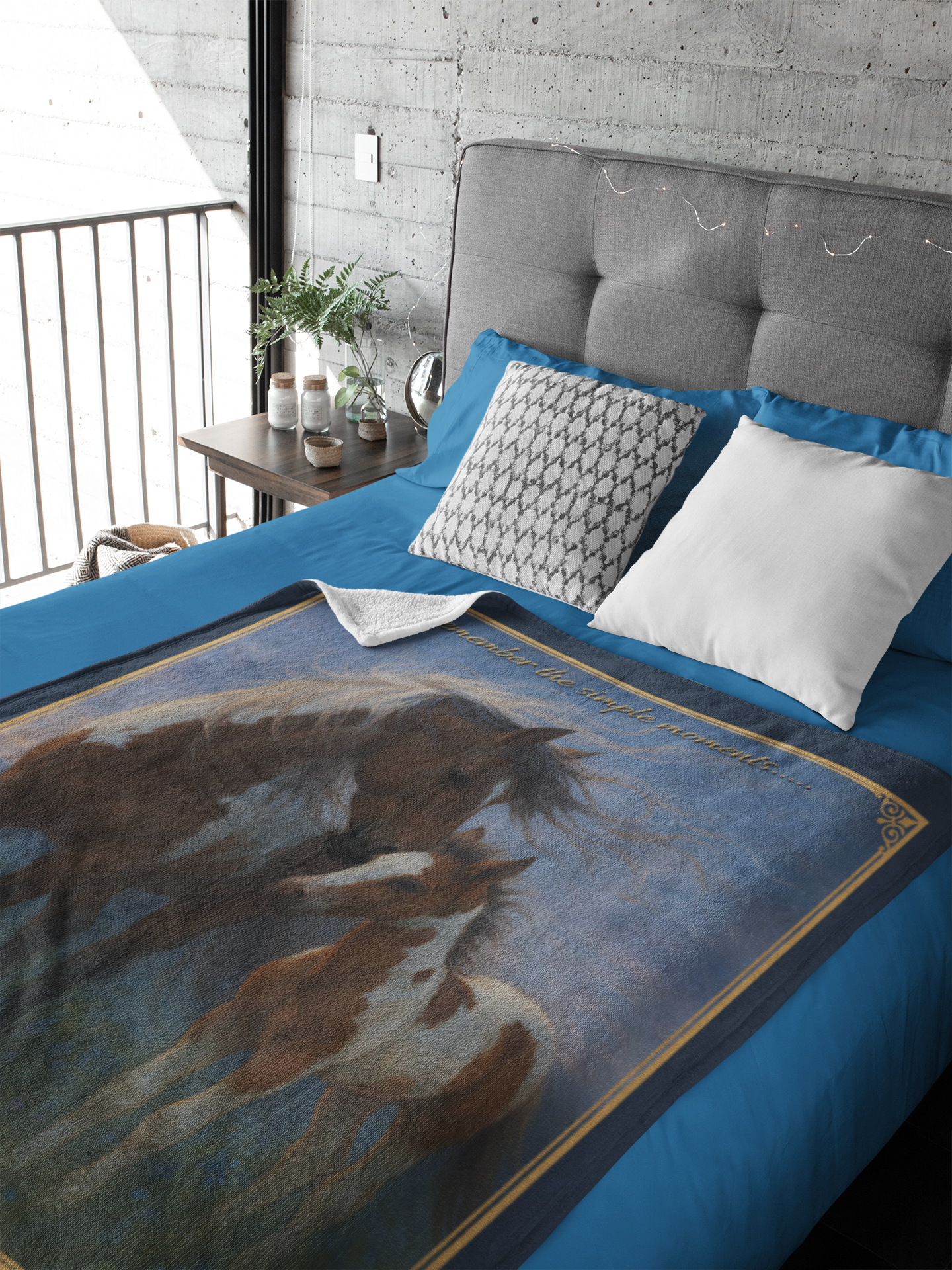 Personalized Pinto Mare and Colt Throw Blanket - 50"x60" Custom Name Blanket