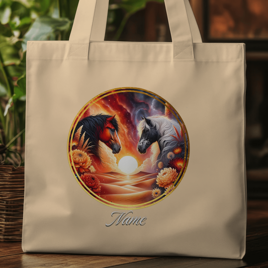 Personalized Bay Horse and Dappled Grey Horse Eco Tote Bag