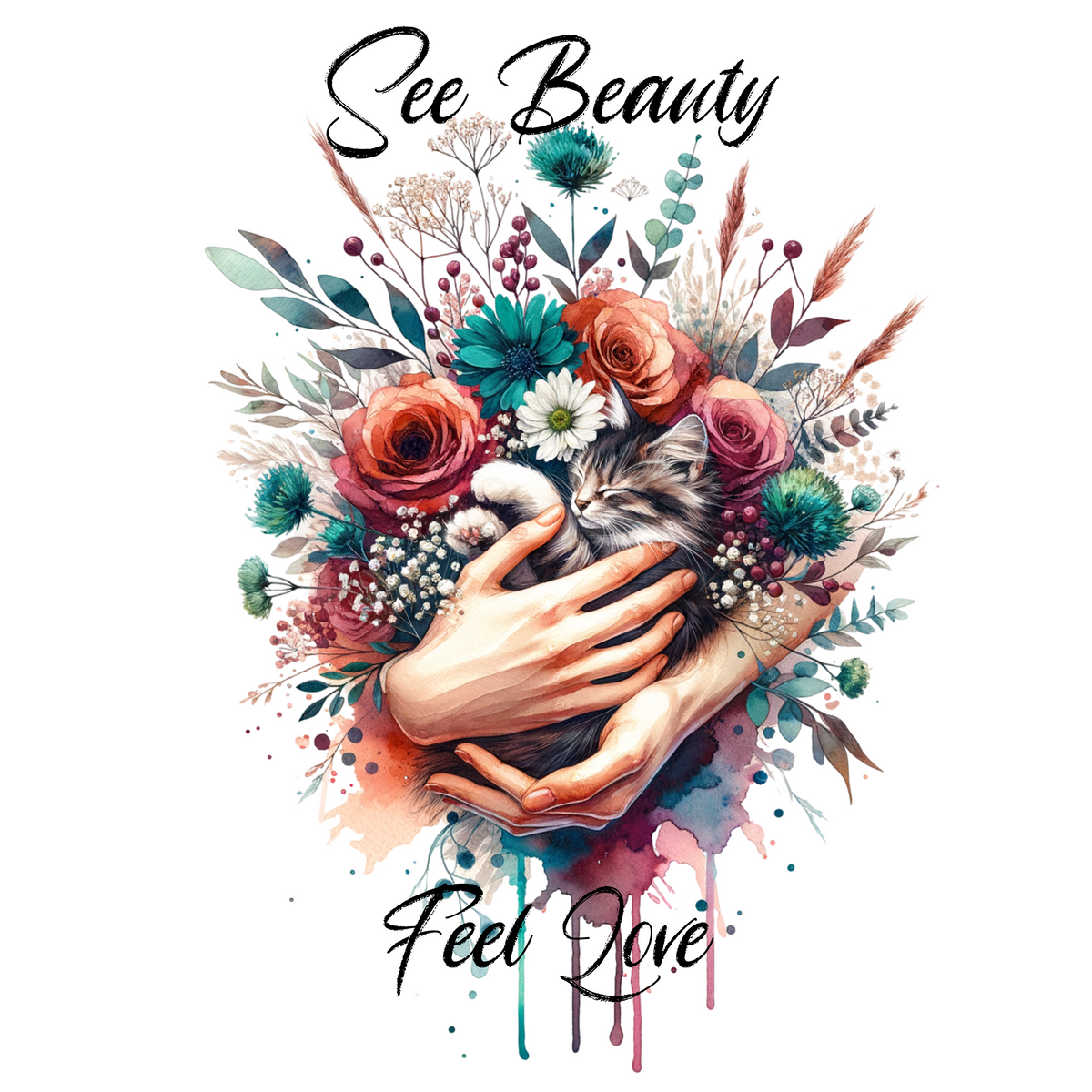 See Beauty Feel Love Cat Classic Tee