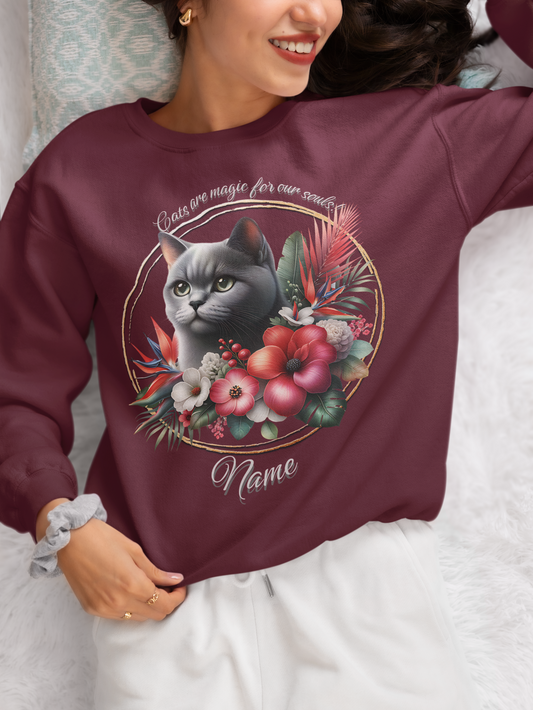 Shorthaired Grey Cat Personalized Sweatshirt