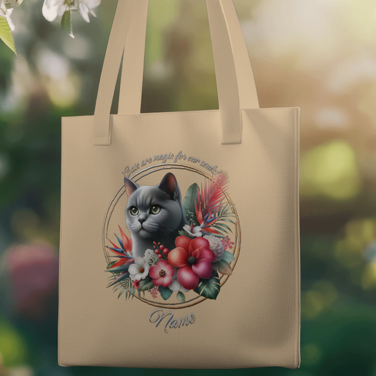Personalized Shorthaired Grey Cat Eco Tote Bag