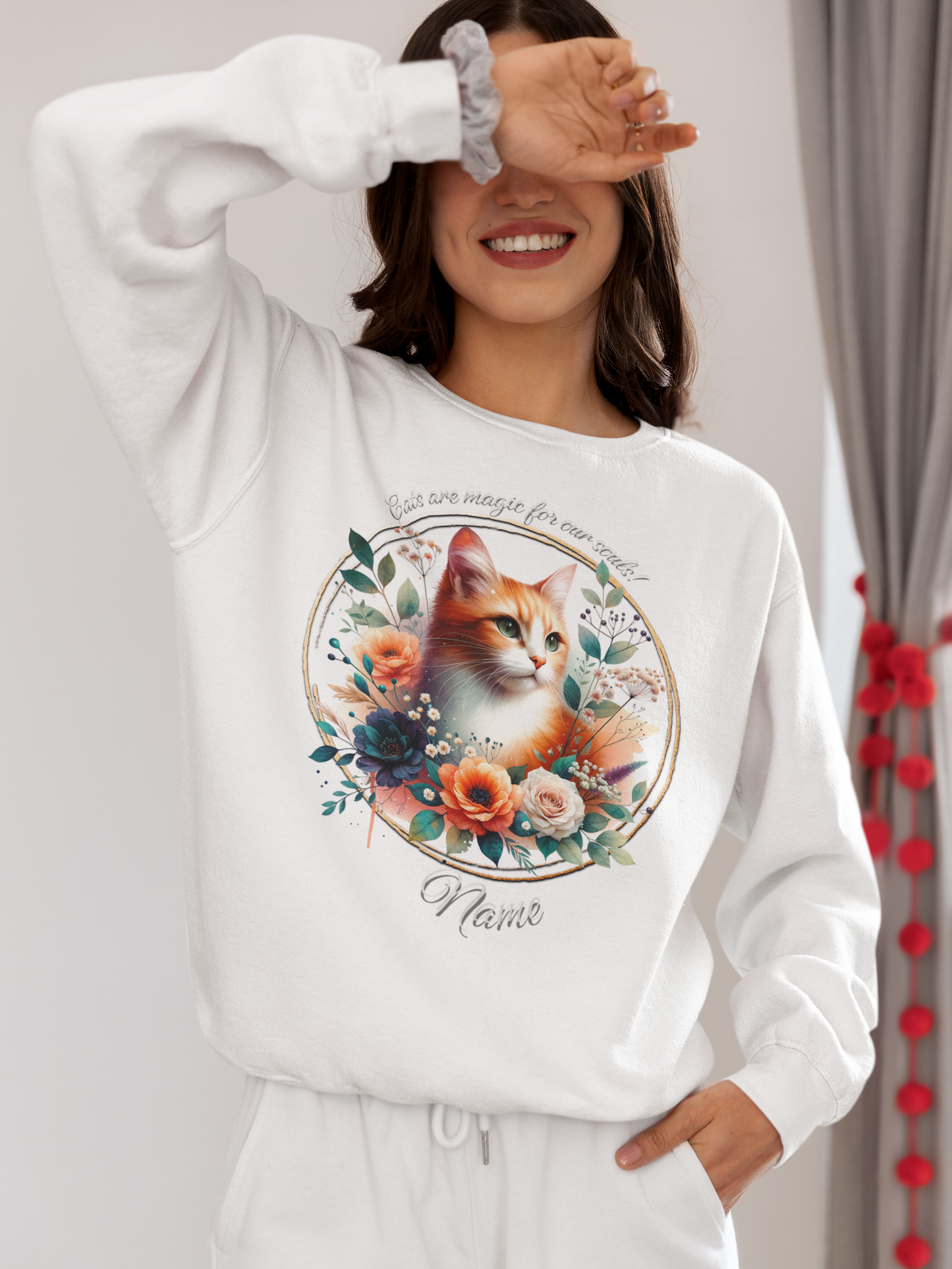 Soft Ginger and White Cat Personalized Sweatshirt