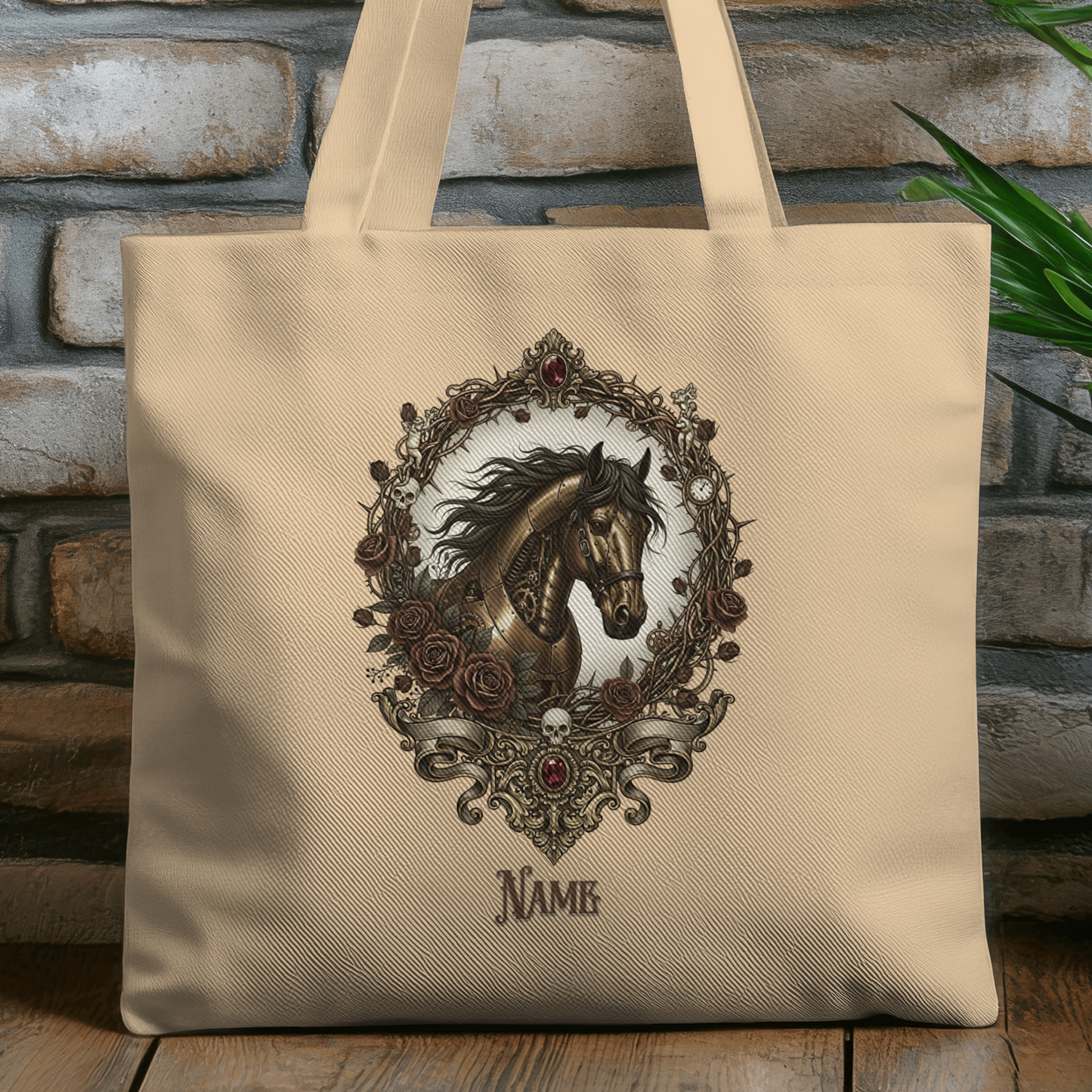 Personalized Steampunk Horse Eco Tote Bag