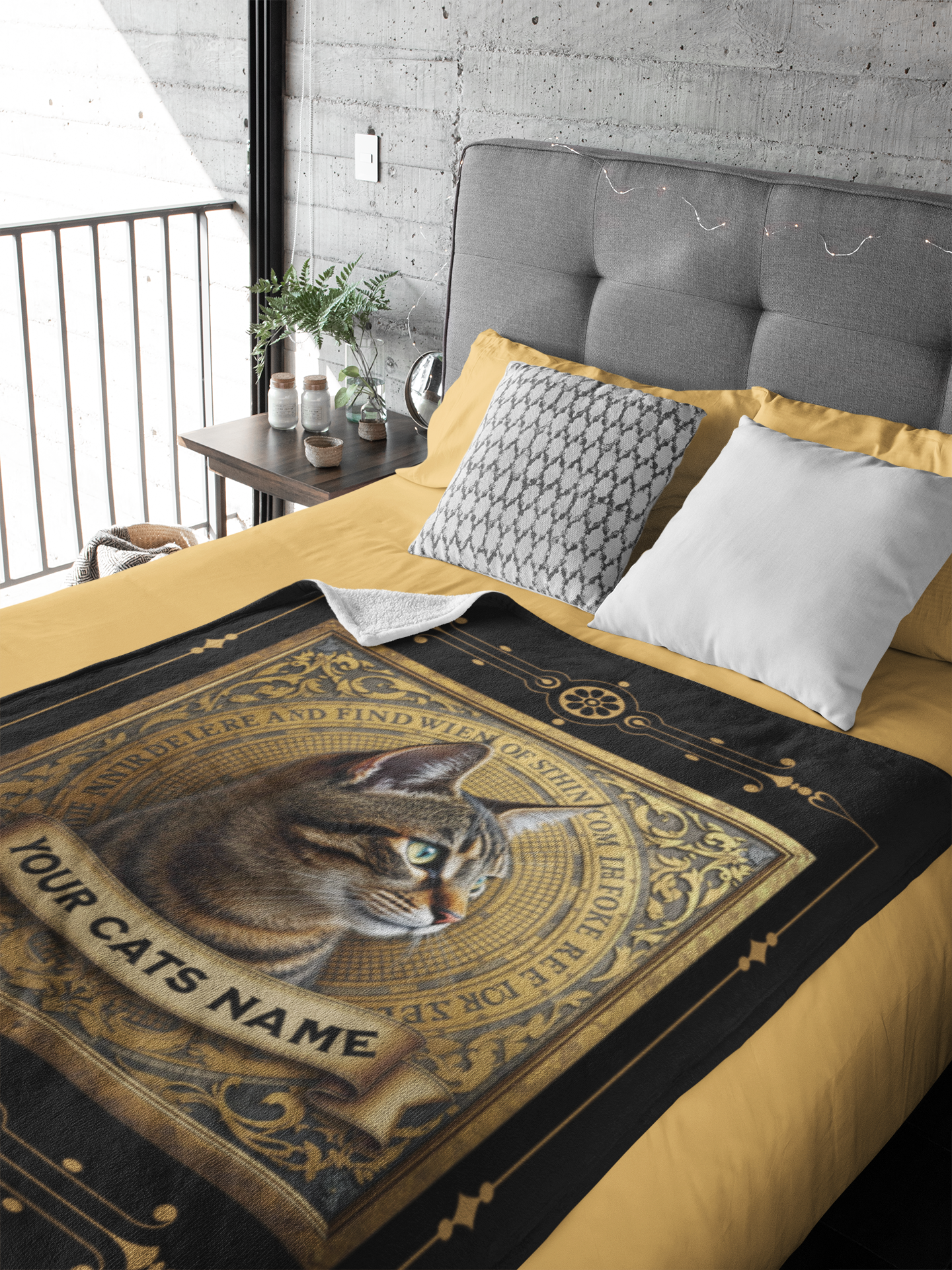 Personalized Brown Tabby Cat Throw Blanket — Custom Name Gift
