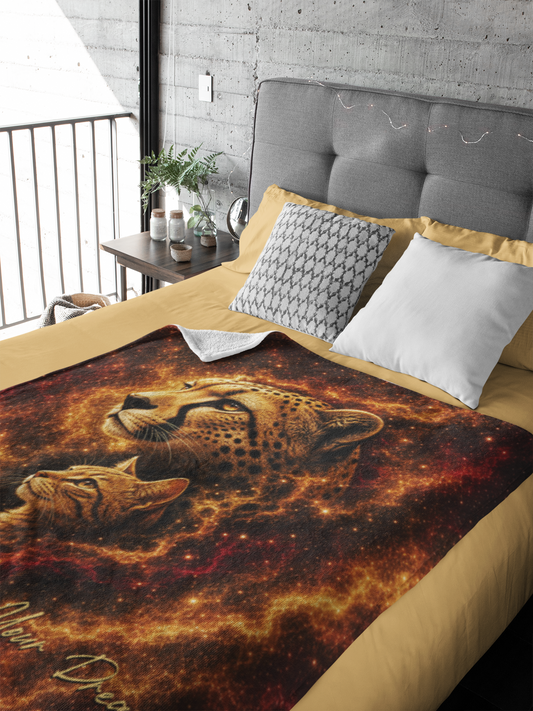 Born to Chase Your Dreams Cheetah & Tabby Throw Blanket