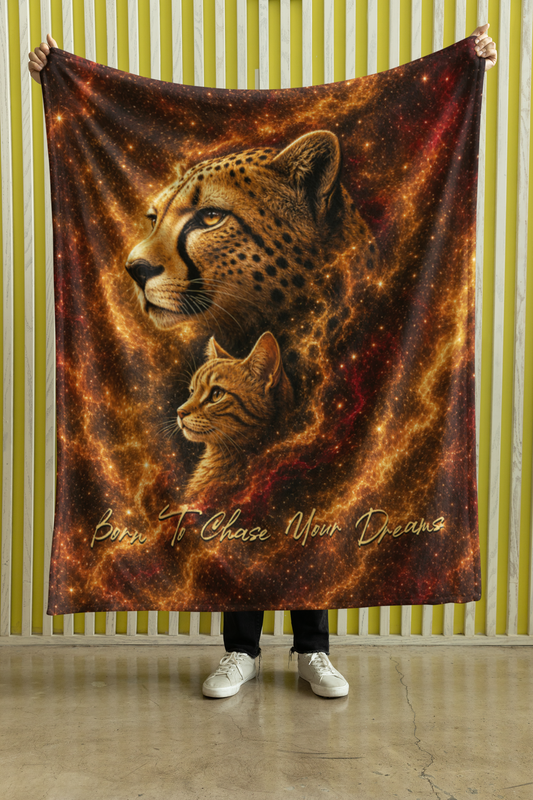 Born to Chase Your Dreams Cheetah & Tabby Throw Blanket