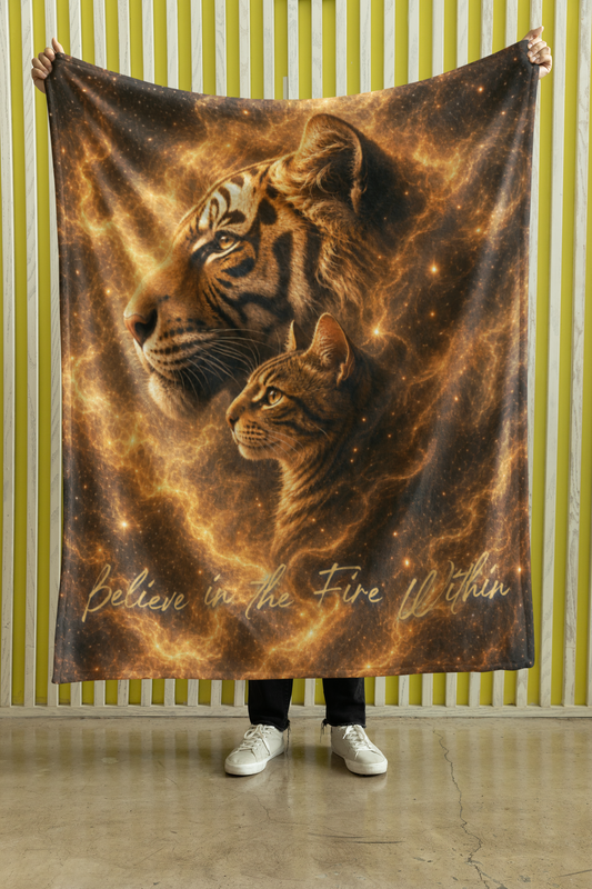 Believe in the Fire Within Tiger & Tabby Throw Blanket