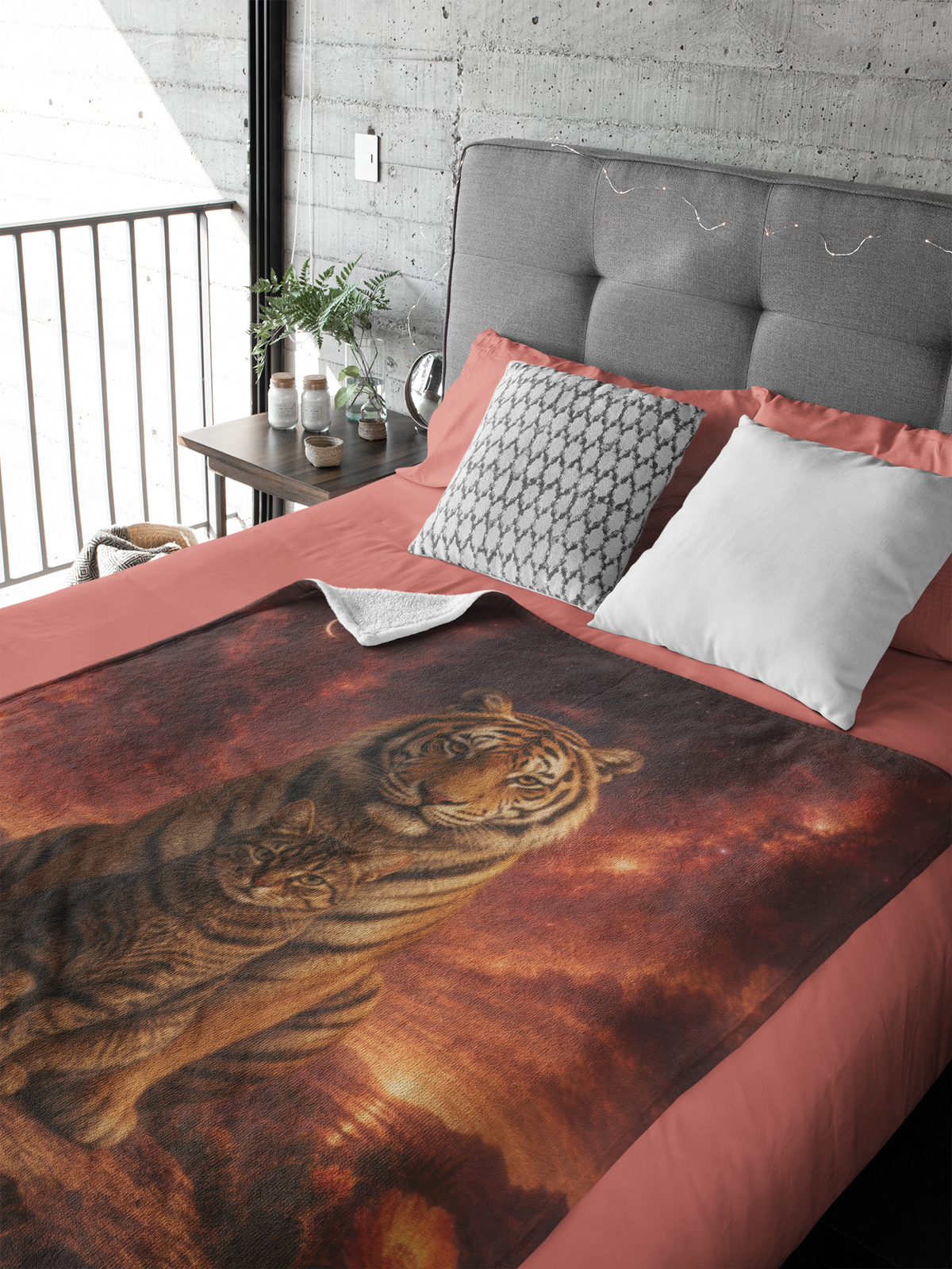 Personalized Brown Tabby with Guardian Tiger Desert Throw Blanket