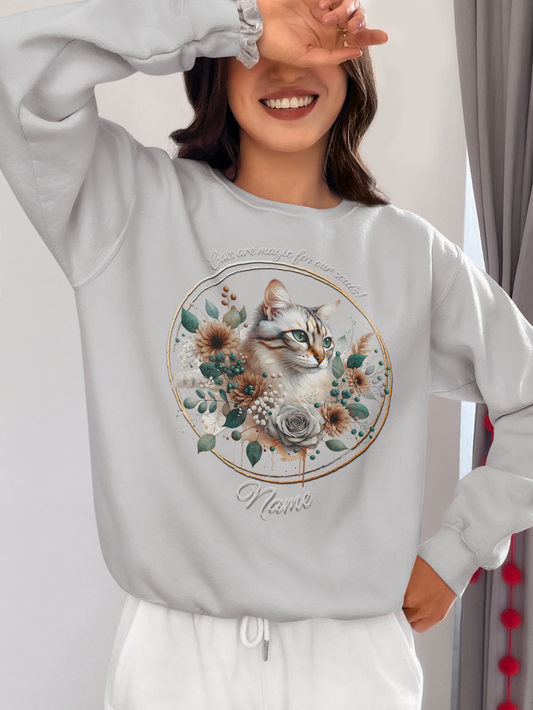 Tan White and Grey Tabby Cat Personalized Sweatshirt