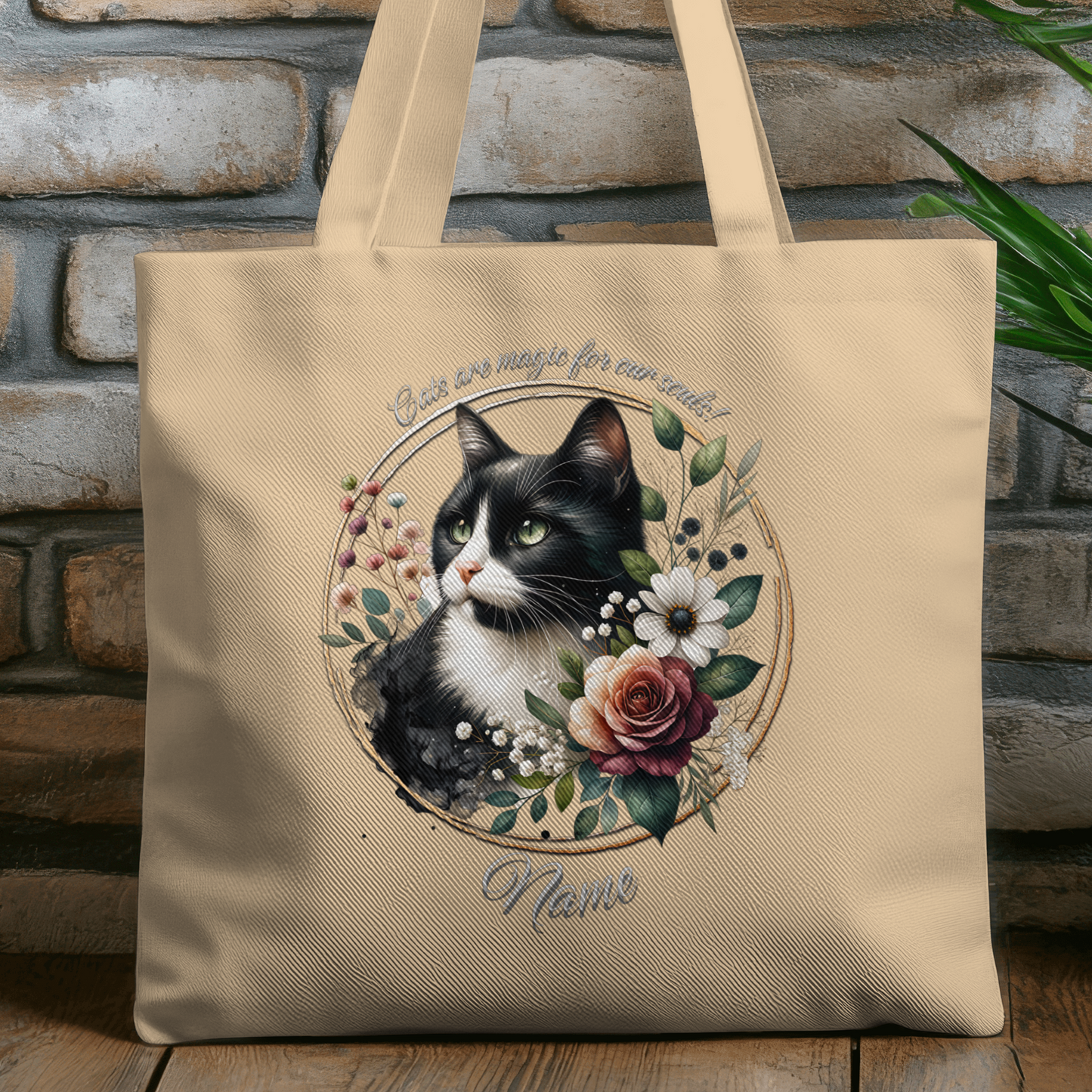 Personalized Tuxedo Cat Eco Tote Bag