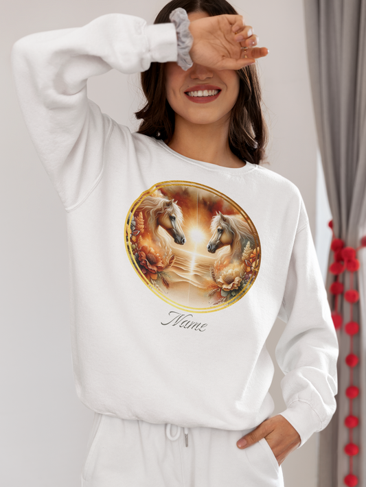 Two Palomino Horses Sunrise Personalized Sweatshirt