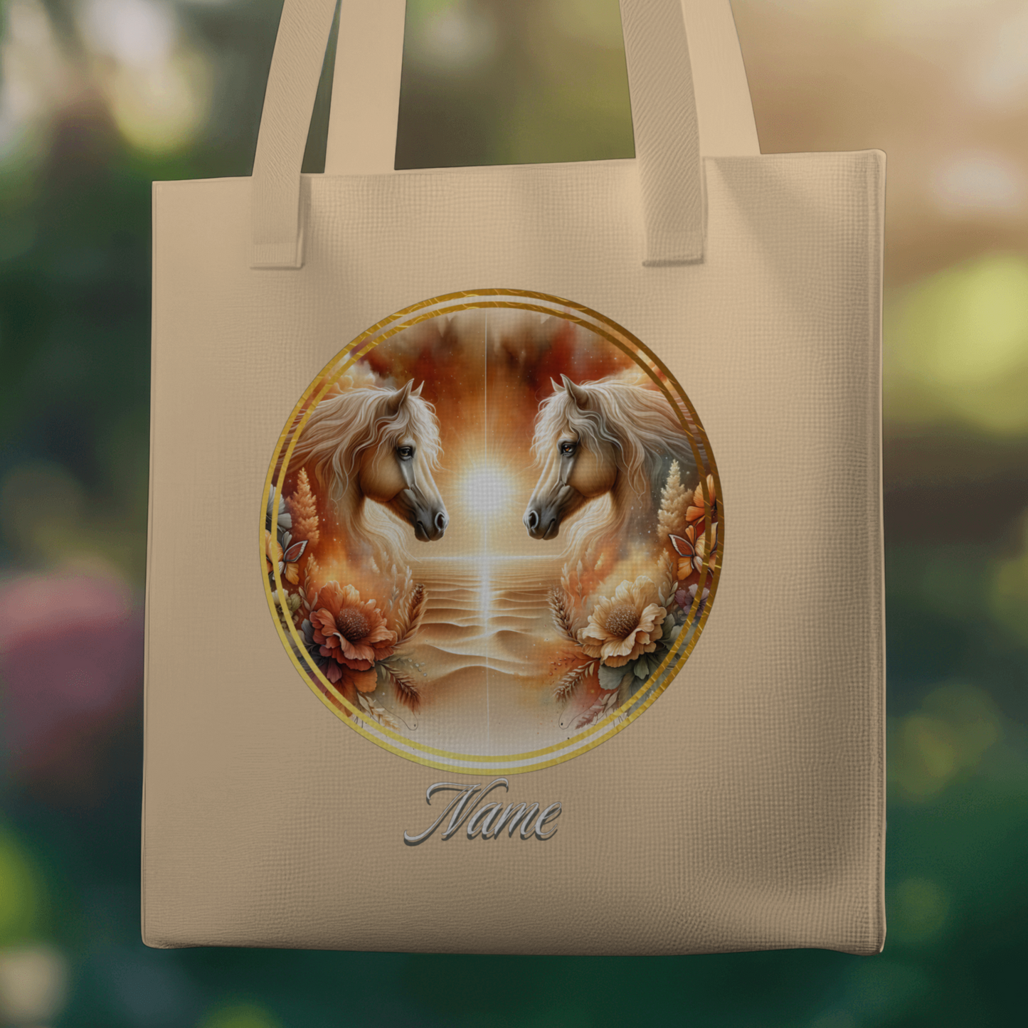Personalized Two Palominos Sunrise Eco Tote Bag