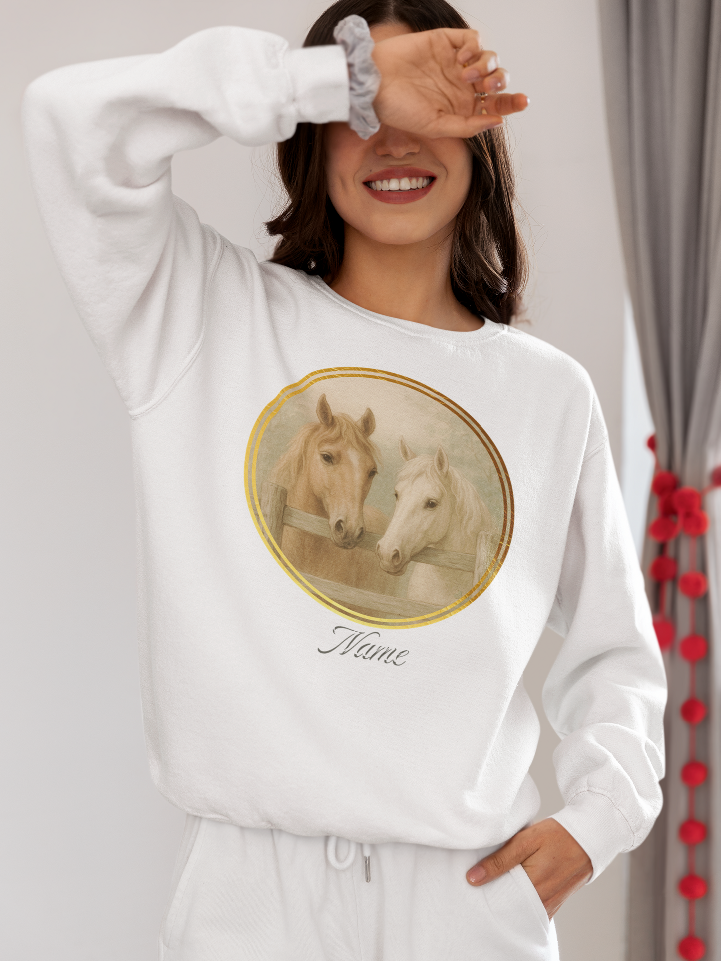 Vintage Look Two Horses Personalized Sweatshirt