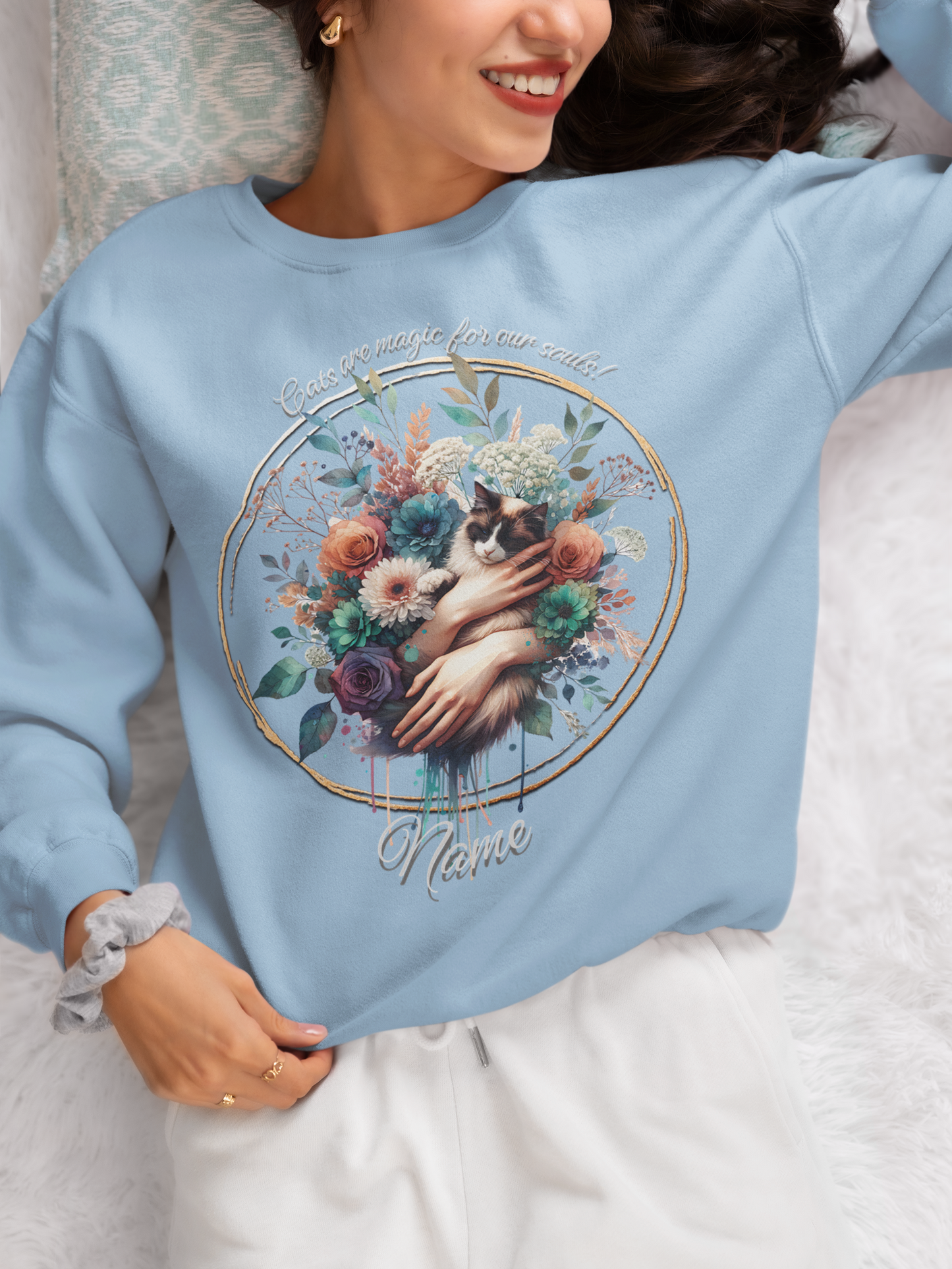 Watercolour Held Birman Cat Personalized Sweatshirt