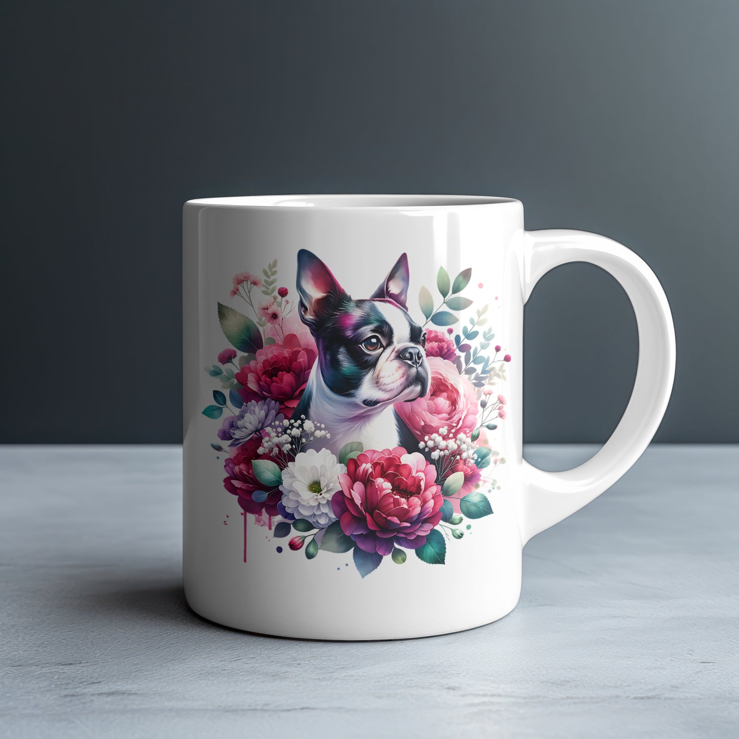 Boston Terrier Personalized White Glossy Mug