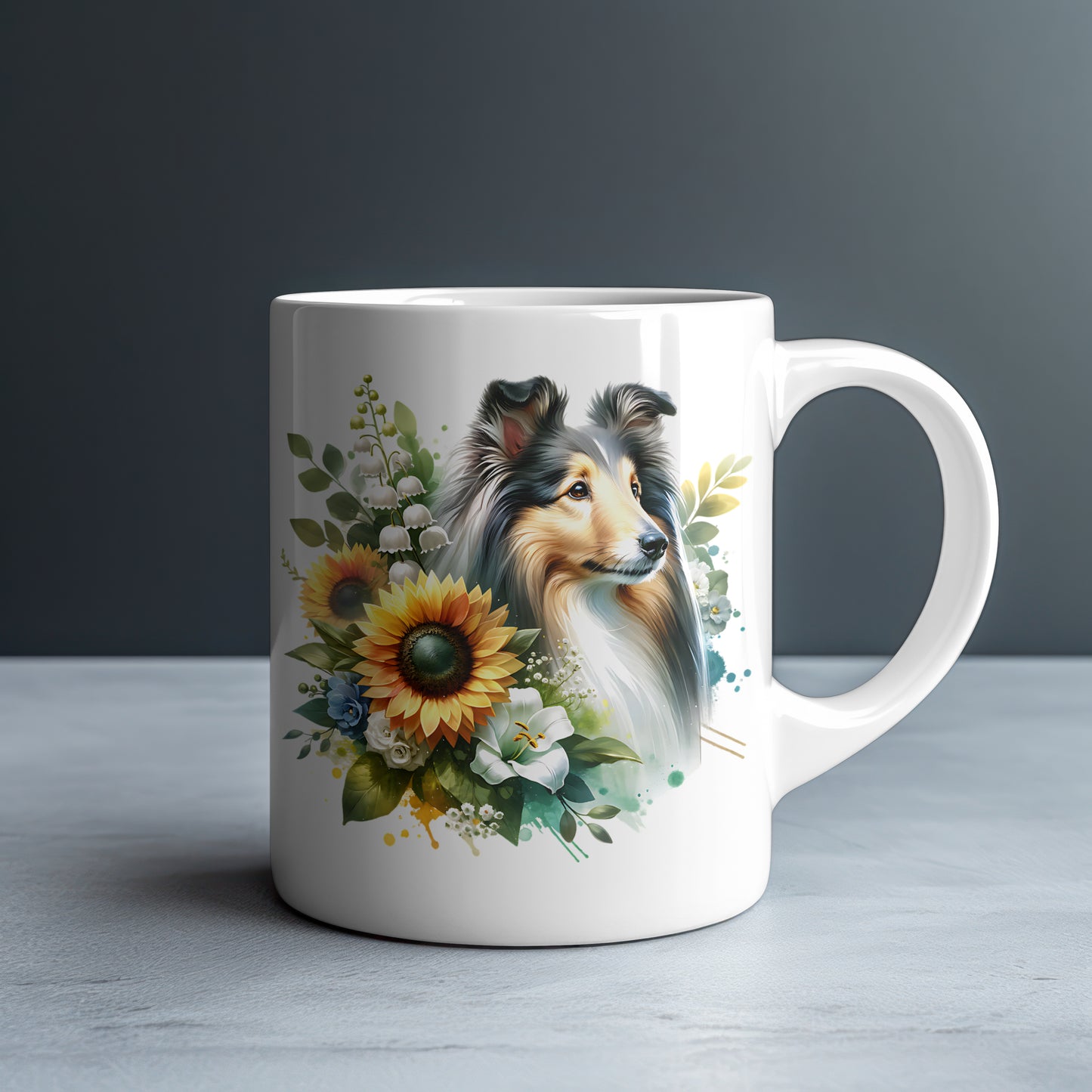 Collie Personalized White Glossy Mug