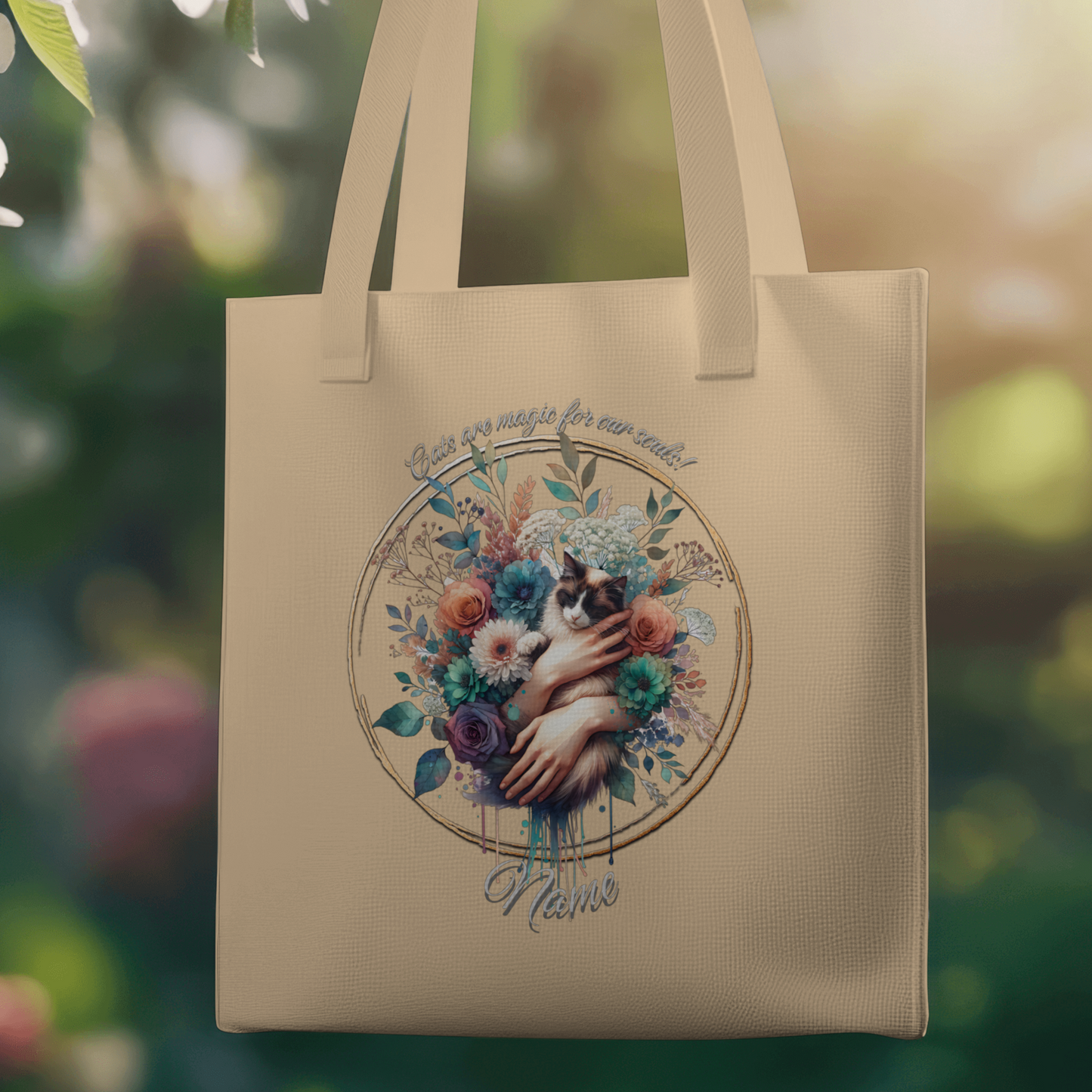 Personalized Watercolour Held Birman Cat Eco Tote Bag