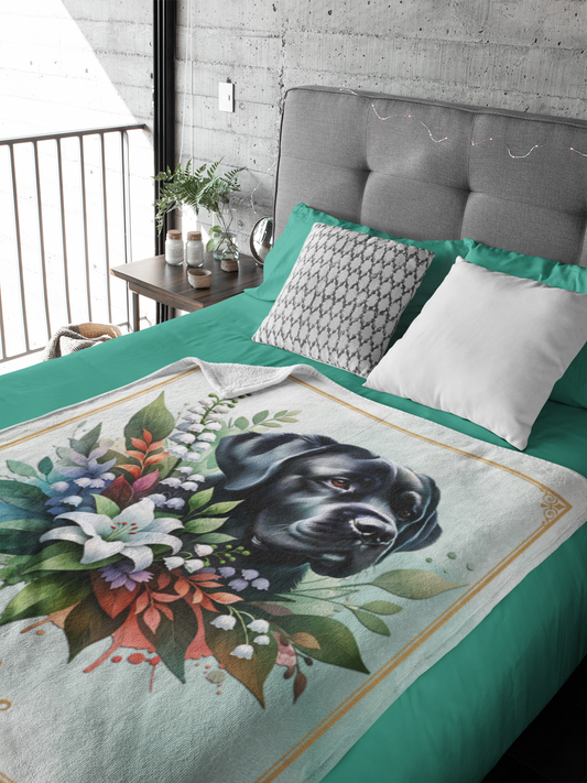 Personalized Bullmastiff with Flowers Throw Blanket - 50"x60" Custom Name Blanket