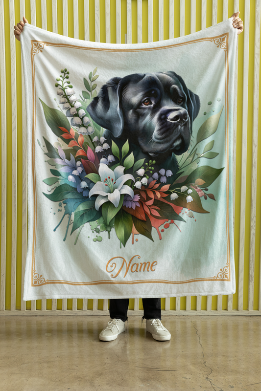 Personalized Bullmastiff with Flowers Throw Blanket - 50"x60" Custom Name Blanket