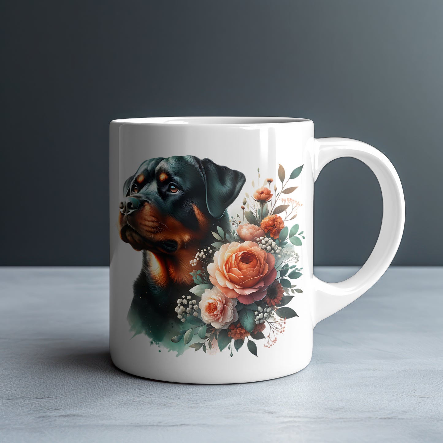 Rottweiler Personalized White Glossy Mug