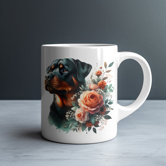 Rottweiler Personalized White Glossy Mug