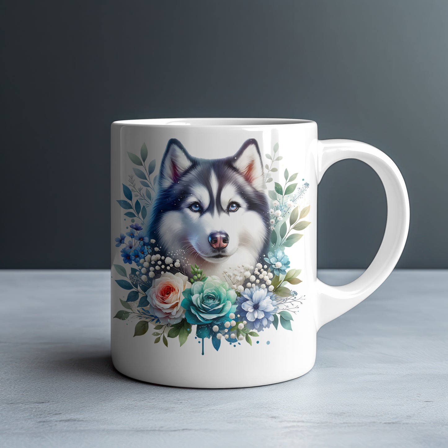 Siberian Husky Personalized White Glossy Mug