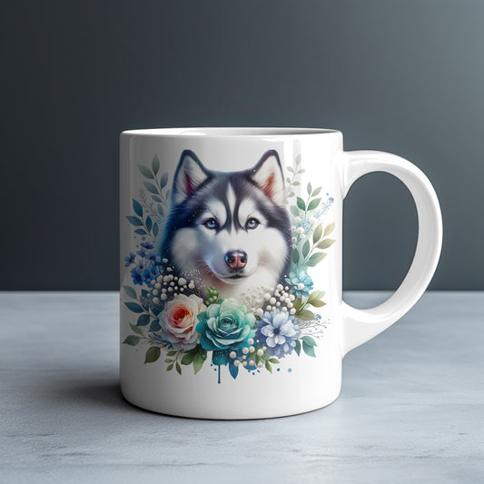 Siberian Husky Personalized White Glossy Mug