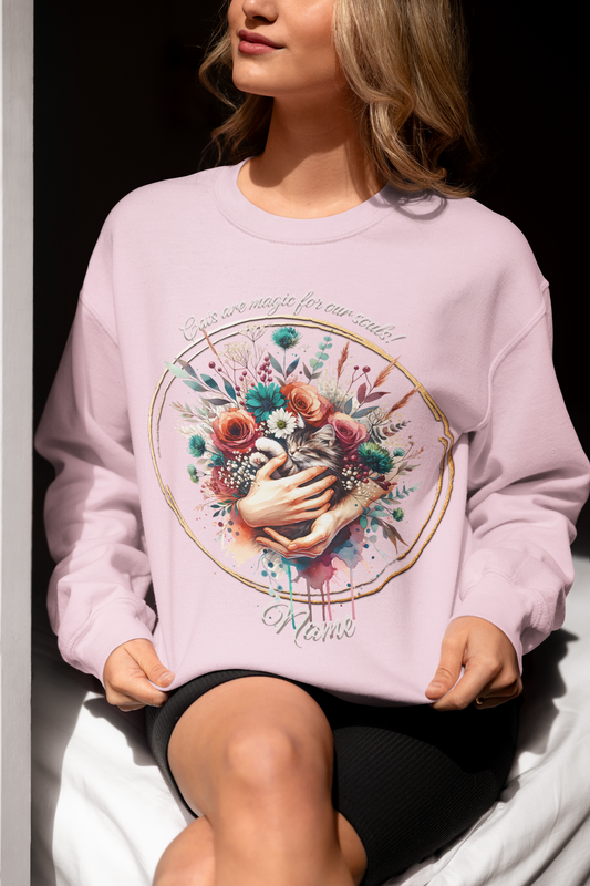 Watercolour Held Tabby Kitten Personalized Sweatshirt