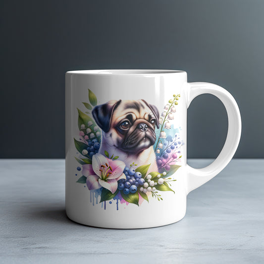 Fawn Pug Personalized White Glossy Mug