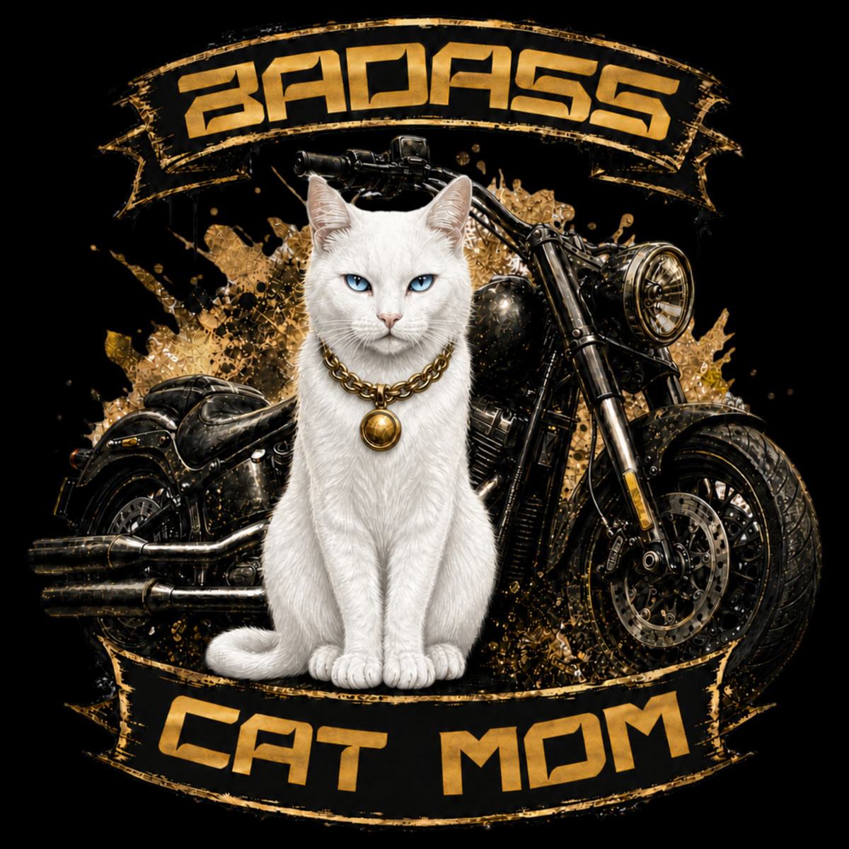 White Cat Badass Cat Mom Biker Classic Tee