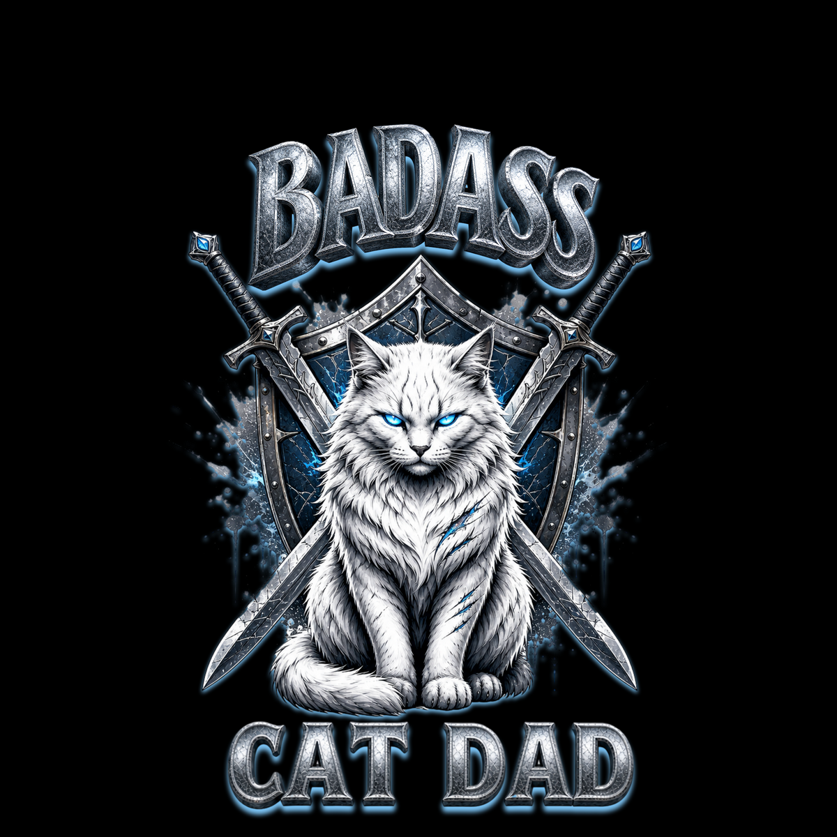 White Cat Badass Cat Dad Classic Tee