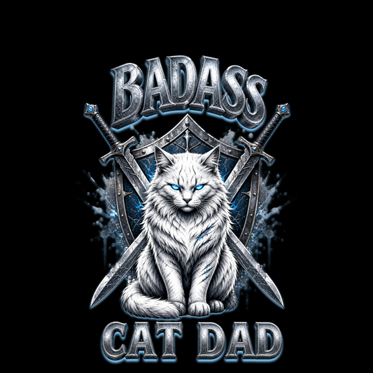 White Cat Badass Cat Dad Classic Tee