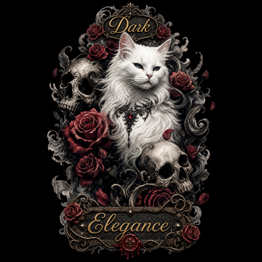 White Cat Dark Elegance Gothic Classic Tee