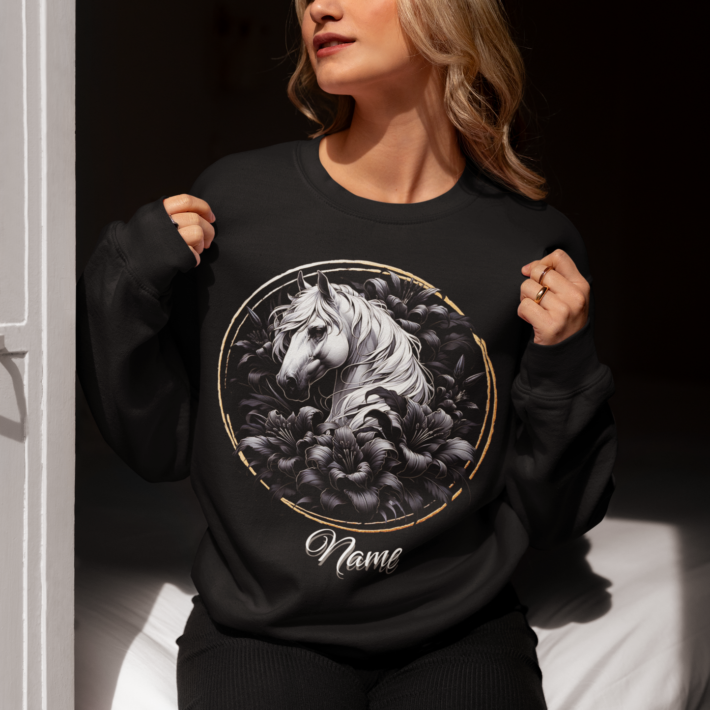White Horse Black Lilies Personalized Sweatshirt