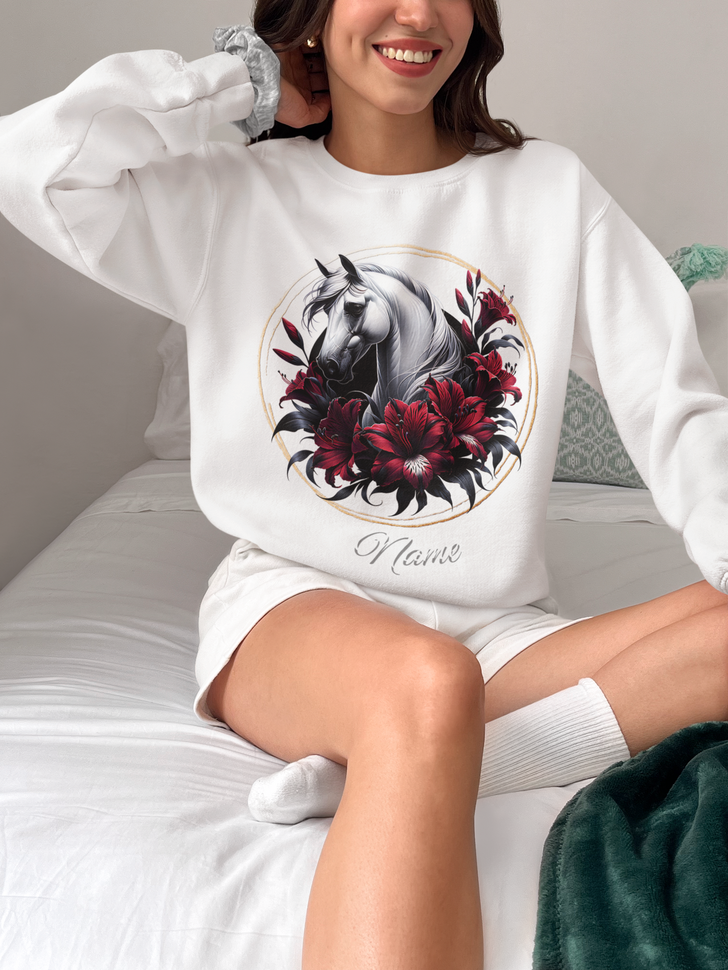 White Horse Blood Lilies Personalized Sweatshirt