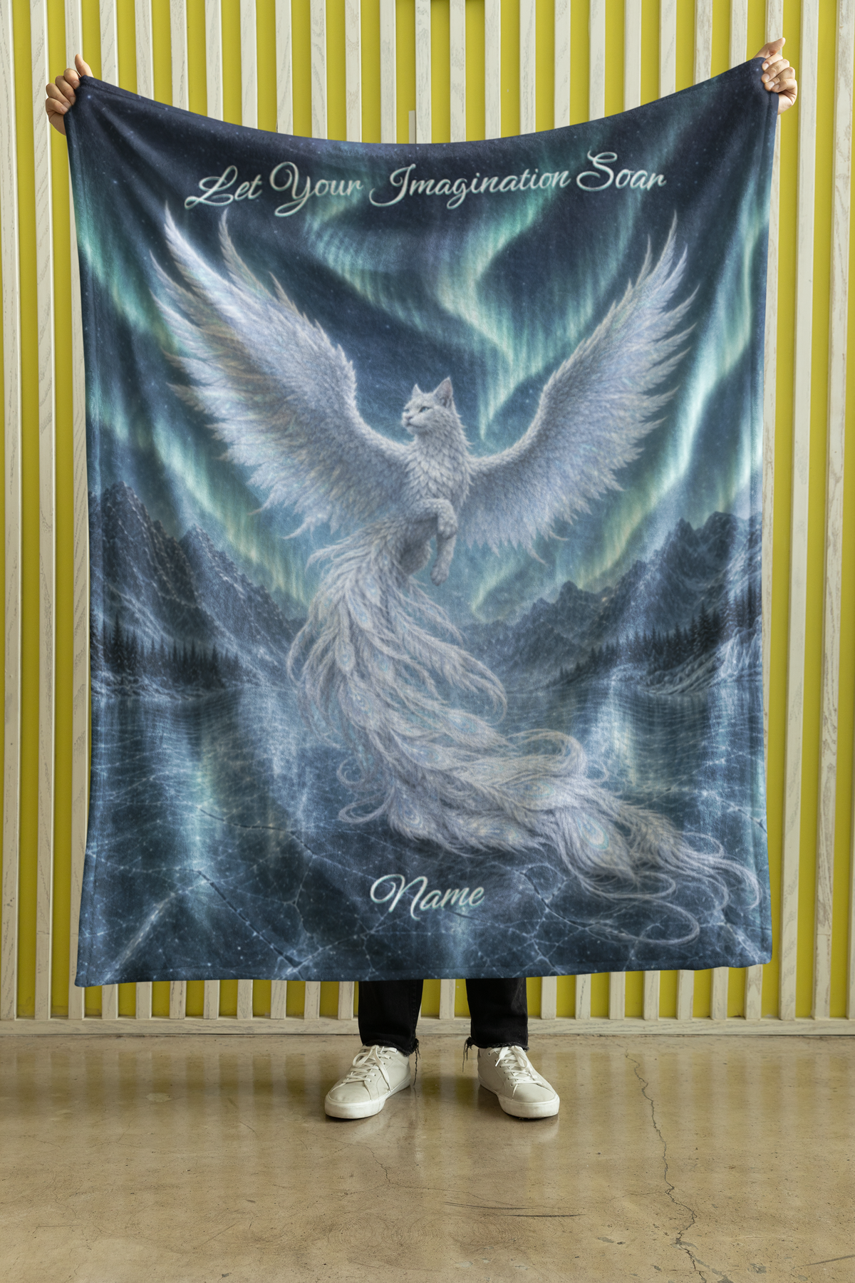 Personalized White Cat Phoenix Throw Blanket