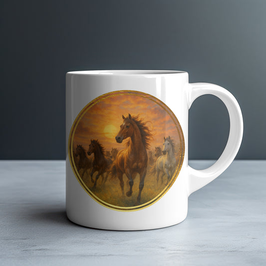 Wild Mustangs Personalized White Glossy Mug