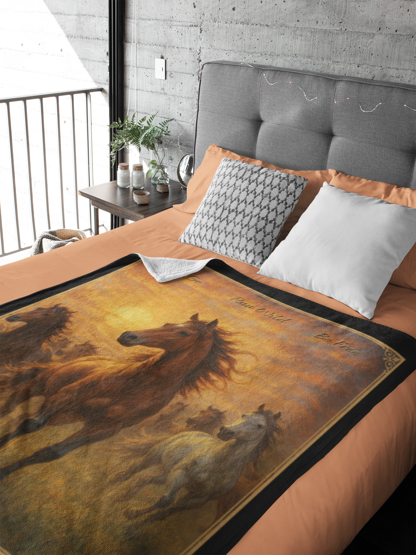 Personalized Wild Mustangs Throw Blanket - 50"x60" Custom Name Blanket