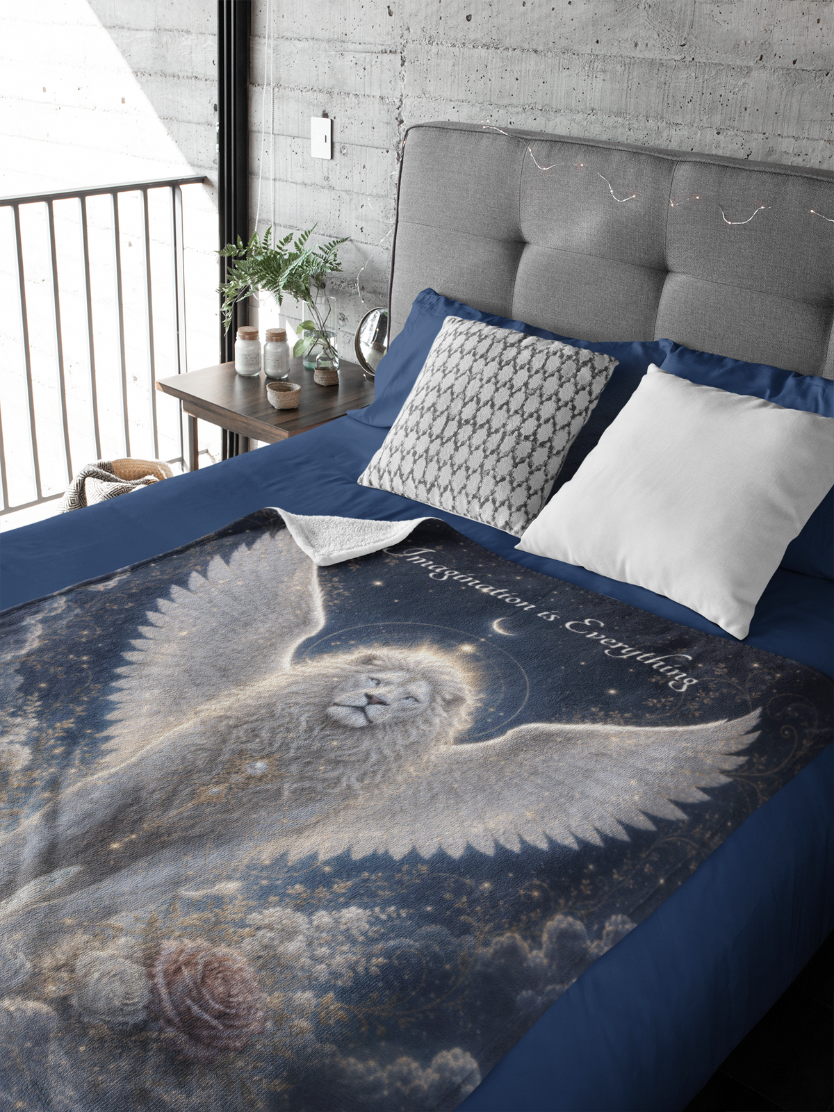 Majestic Winged White Lion Throw Blanket